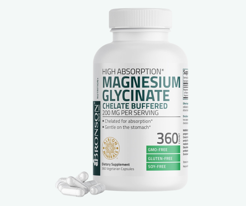 Glicinato de Magnesio 200 mg – Alta Absorción | Bronson | Cápsulas Vegetales | Apoyo para Estrés, Sueño y Músculos