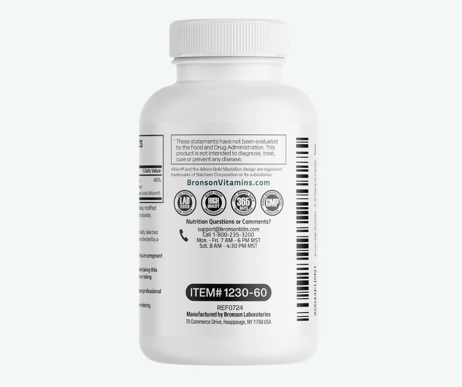 Glicinato de Magnesio 200 mg – Alta Absorción | Bronson | Cápsulas Vegetales | Apoyo para Estrés, Sueño y Músculos