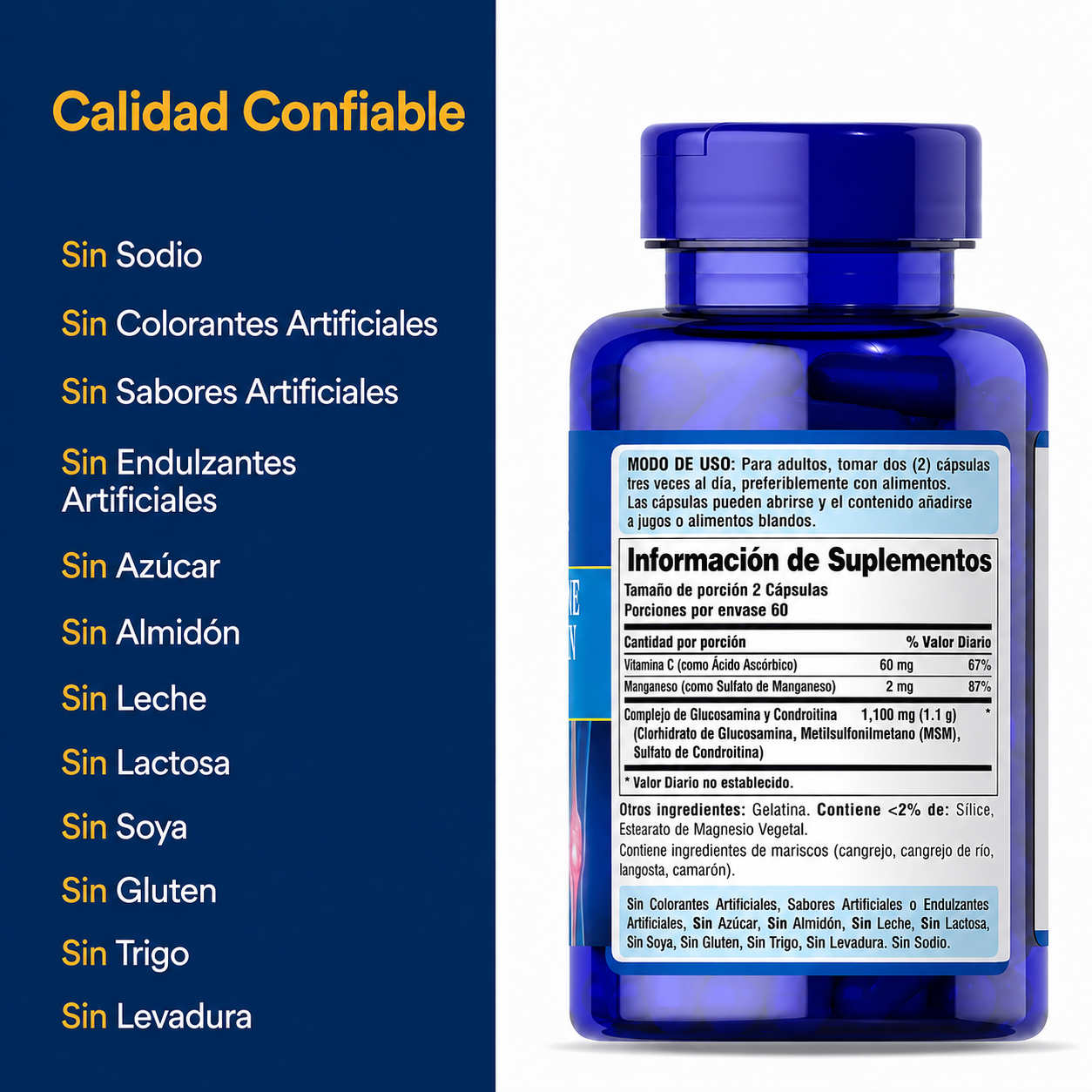 Puritan's Pride - Glucosamina y Condroitina Complex - Soporte para Articulaciones | 120 Cápsulas