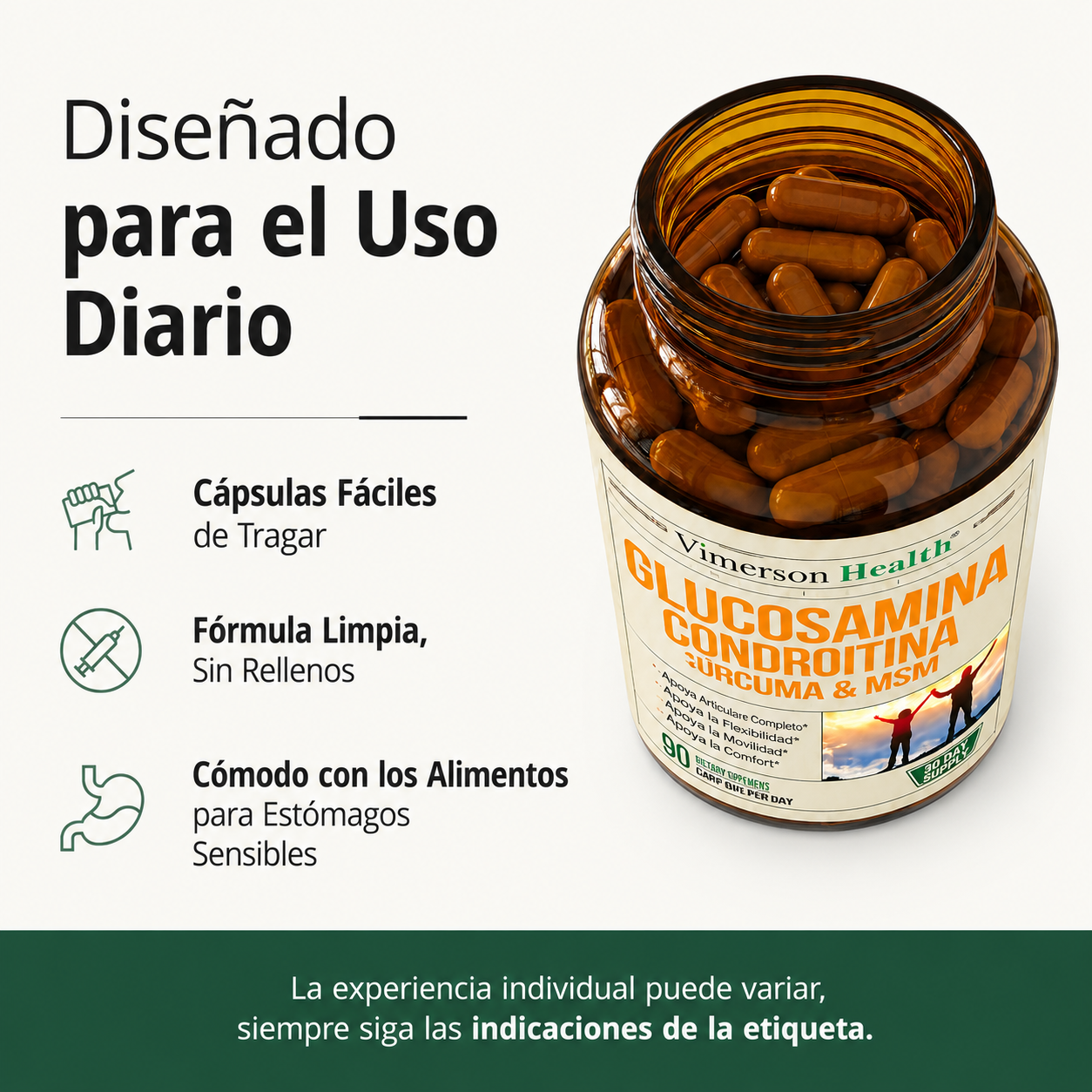 Vimerson Health - Glucosamina, Condroitina, MSM, Cúrcuma y Boswellia - Soporte Articular | 90 Cápsulas
