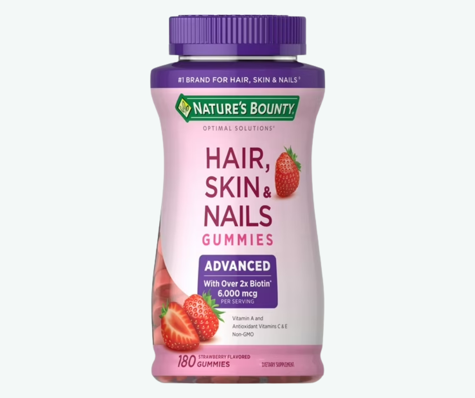 Nature's Bounty - Cuidado Avanzado del Cabello, la Piel y las Uñas - Doble Dosis de Biotina Sabor Fresa | Gomitas