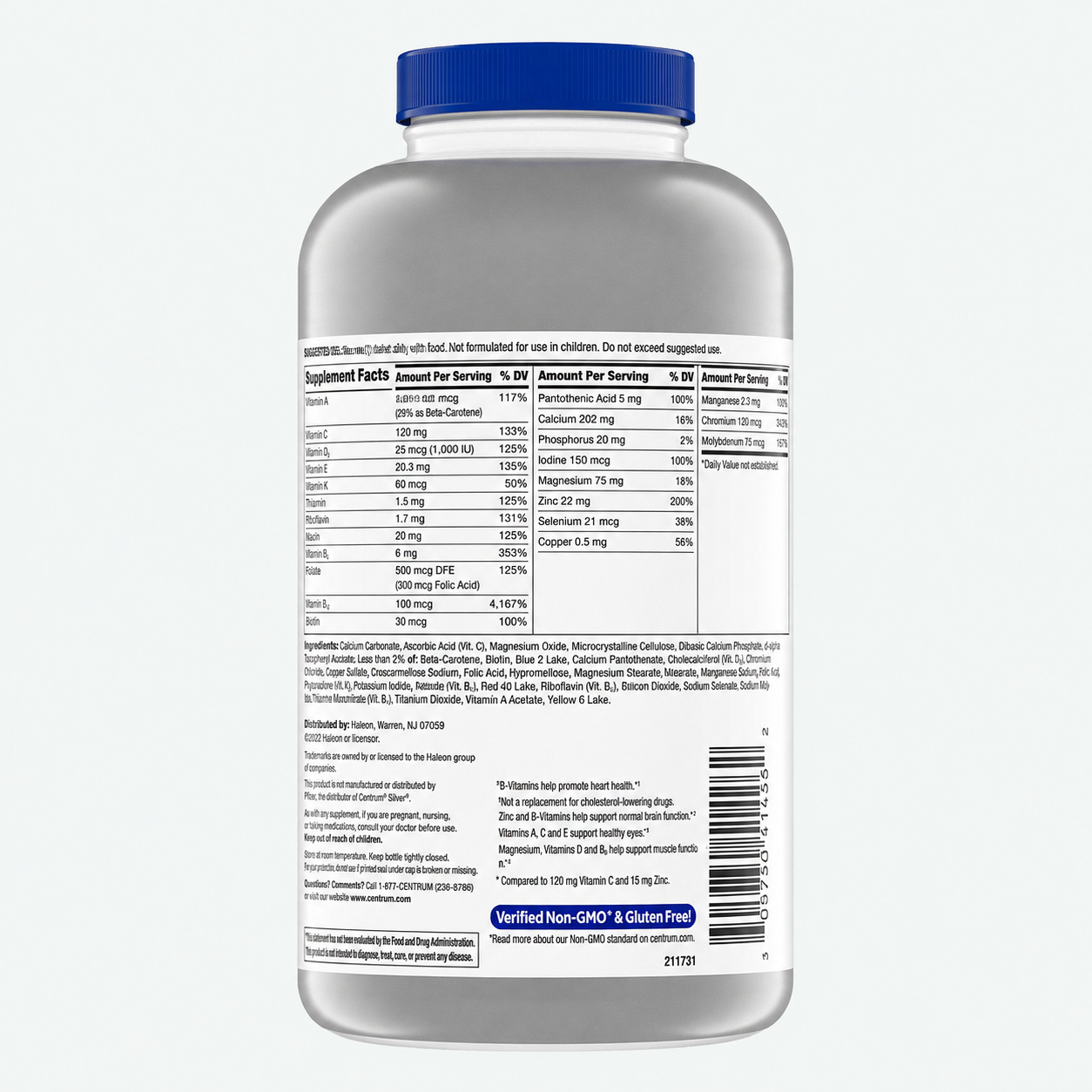 Haleon - Centrum para Hombres Mayores de 50 Años - Suplemento Multivitamínico y Multimineral, Vitamina D3, Vitaminas del Grupo B y Zinc - Favorece la Memoria y las Funciones Cognitivas en las Personas Mayores | Tabletas