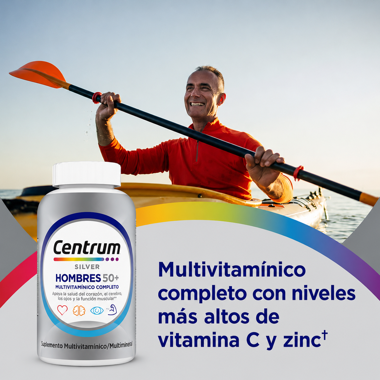 Haleon - Centrum para Hombres Mayores de 50 Años - Suplemento Multivitamínico y Multimineral, Vitamina D3, Vitaminas del Grupo B y Zinc - Favorece la Memoria y las Funciones Cognitivas en las Personas Mayores | Tabletas