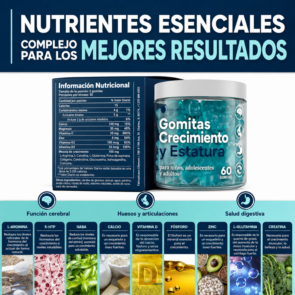 Height Growth Gummies – Gomitas para Apoyo del Crecimiento Infantil | Lillymoon