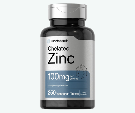 Horbäach - Suplemento de Zinc Quelado de 100 mg - Alta Potencia y Absorción Superior | 250 Tabletas
