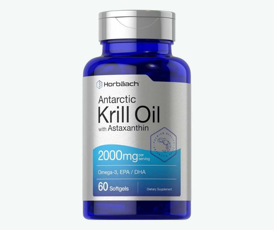 Horbäach Aceite de Krill Antártico 2000 mg con Astaxantina – Omega-3 EPA DHA – 60 Softgels