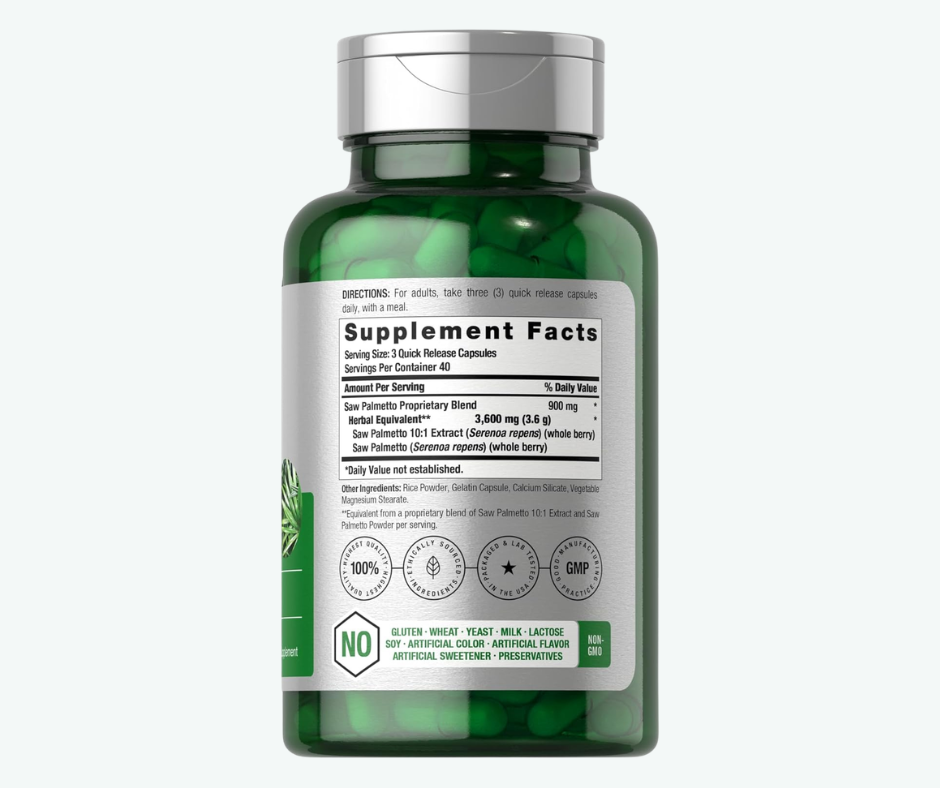 Horbäach - Saw Palmetto 3600 mg – Suplemento Herbal para Hombre | 120 Cápsulas