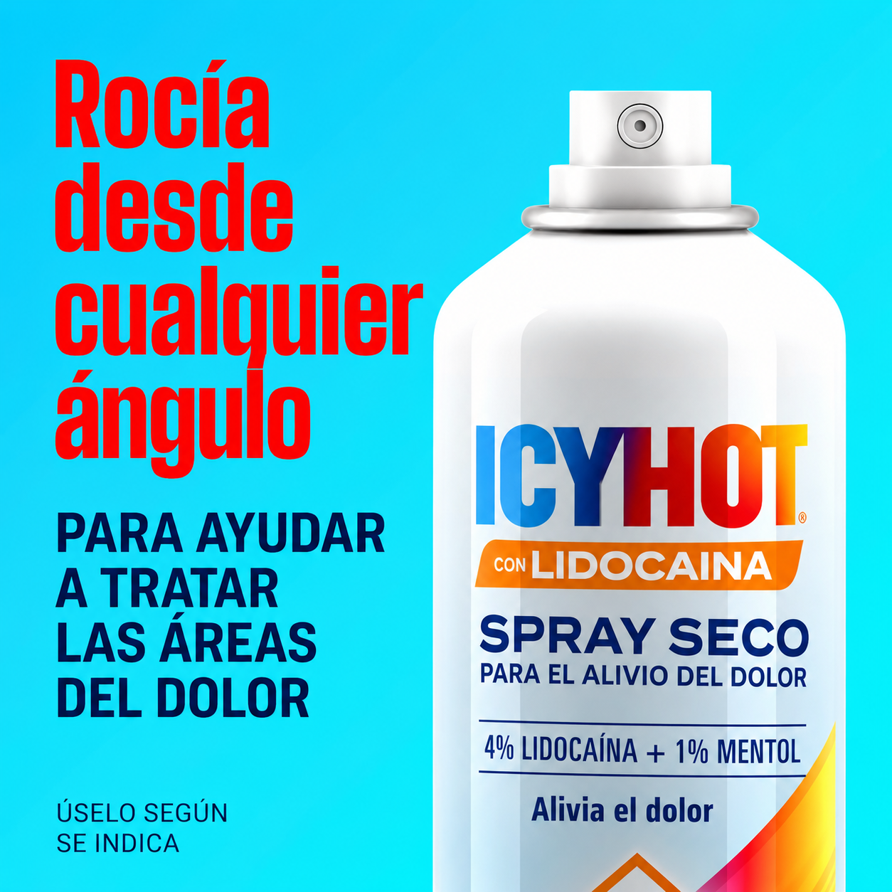 Icy Hot - Spray Seco Analgésico con Lidocaína - Alivia el Dolor de los Nervios Irritados con Lidocaína al 4 % y Mentol al 1 % de Máxima Potencia de Acción Rápida | 113 G