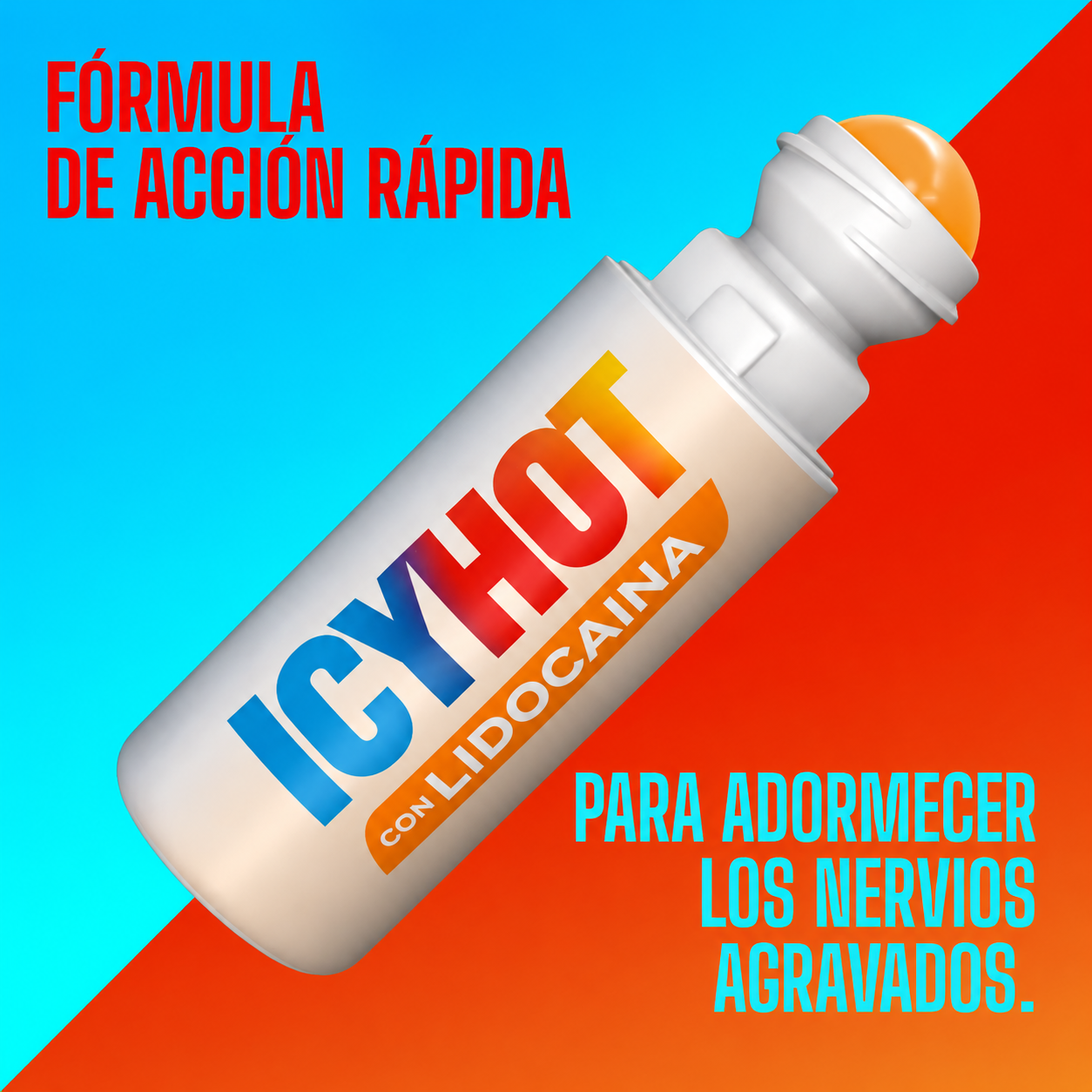 Icy Hot - Aplicador en Roll-On con Lidocaína para Aliviar el Dolor sin Ensuciar - Alivia el Dolor de los Nervios Irritados con Lidocaína al 4 % de Máxima Potencia - Alivio para Dolores Leves, Dolores de Espalda, Esguinces y Distensiones | 73 mL