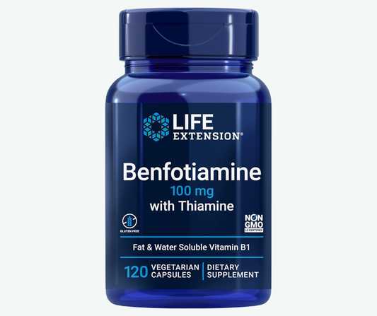 Life Extension - Benfotiamina con Tiamina - 100 mg de Benfotiamina - Salud Cardiovascular, Salud Cerebral, sin OMG, sin Gluten | 120 Cápsulas