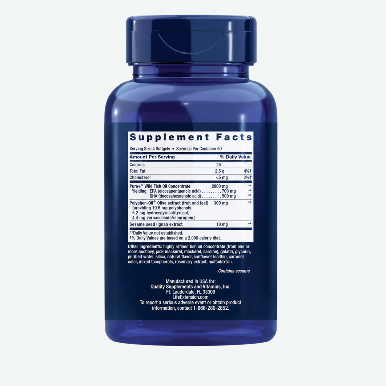 Life Extension - Super Omega-3 - EPA/DHA - Aceite de Pescado con Lignanos de Sésamo y Extracto de Oliva | 240 Softgels