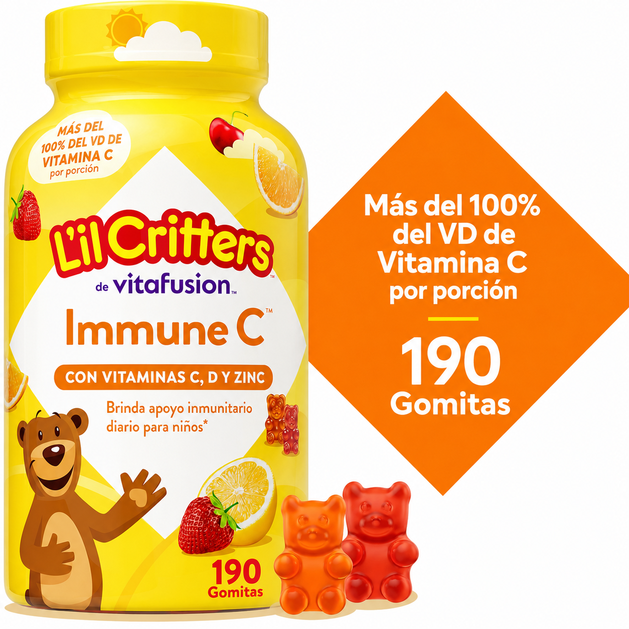 L'il Critters - Inmune C - Gomitas con Vitamina C para Apoyo del Sistema Inmunológico Infantil | 190 Gomitas
