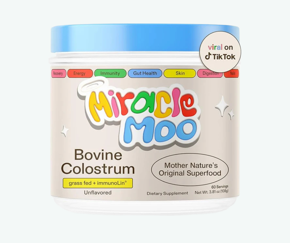 Miracle Moo - Calostro Bovino con ImmunoLin® - Apoyo Inmunológico, Energía y Salud Digestiva | Gr