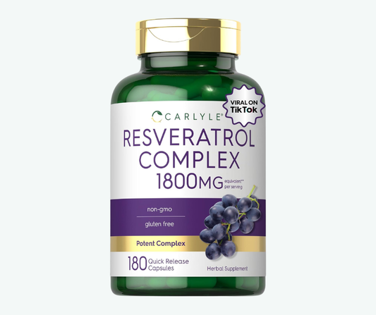 Resveratrol Complex 1800 mg Carlyle – 180 Cápsulas de Liberación Rápida | Antioxidante para Envejecimiento Saludable y Protección Celular