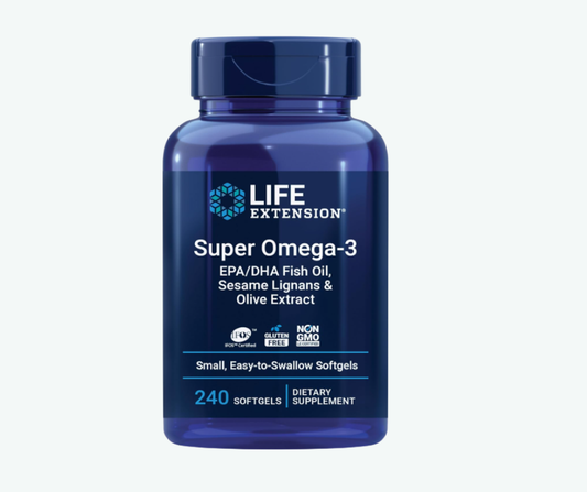 Life Extension Super Omega-3 EPA/DHA Fish Oil con Lignanos de Sésamo y Extracto de Oliva – 240 Softgels