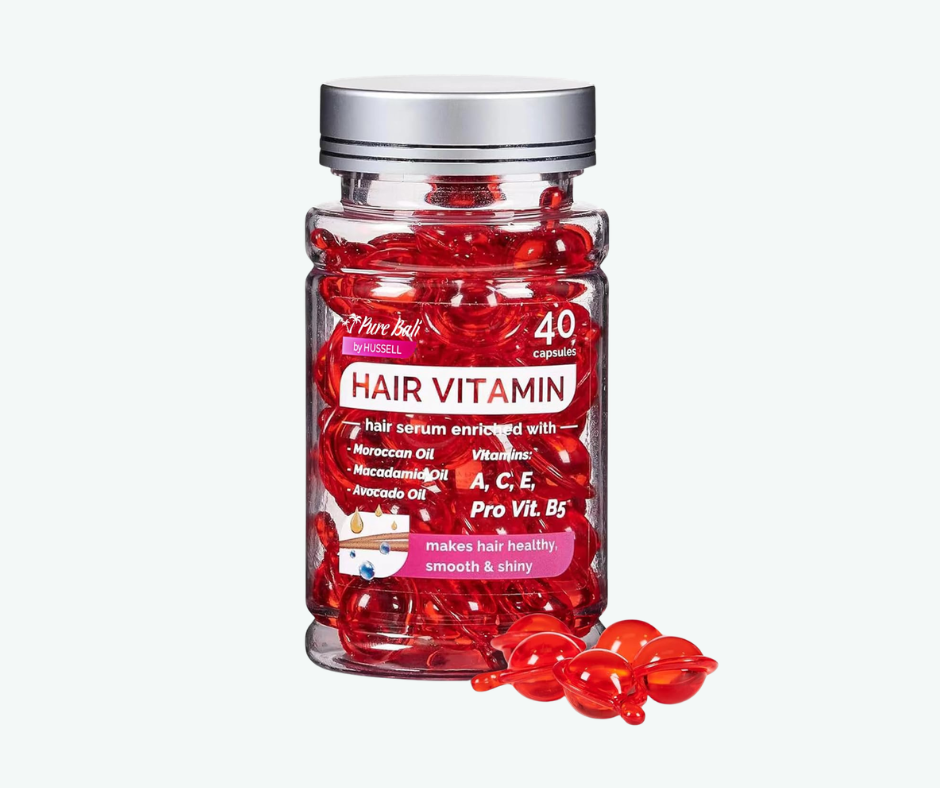 Pure Bali Hair Vitamins Moroccan Oil Capsules – Vitaminas para el cabello con Aceite de Argán y Aguacate – Vitaminas A, E y Pro-B5 – 40 cápsulas