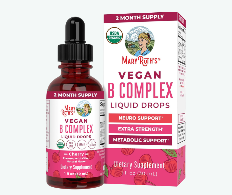 MaryRuth’s - Complejo B Vegano en Gotas Líquidas – Complejo B Orgánico para Energía, Cerebro y Metabolismo (30 mL)