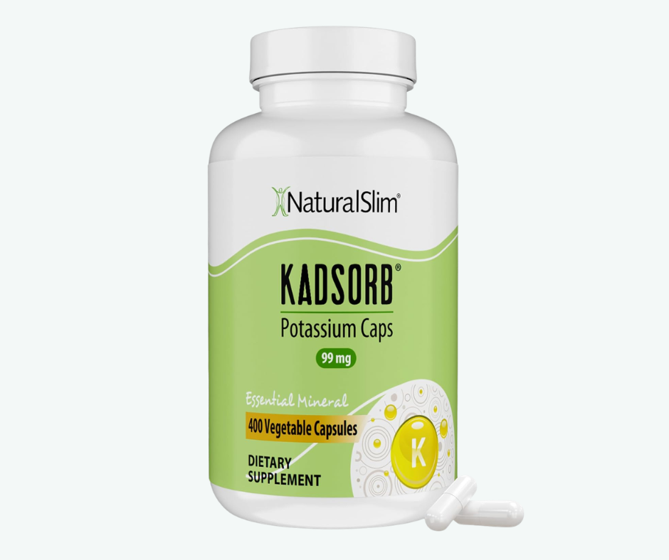 NaturalSlim - Kadsorb Potasio 99 mg – Equilibrio Electrolítico, Energía y Función Muscular | 400 Cápsulas