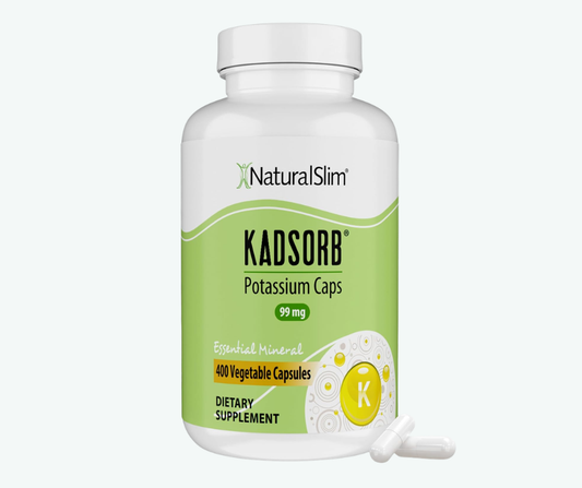 NaturalSlim - Kadsorb Potasio 99 mg – Equilibrio Electrolítico, Energía y Función Muscular | 400 Cápsulas