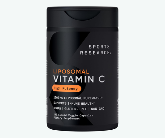 Sports Research - Vitamina C Liposomal 1000 mg – Alta Absorción - Refuerza Defensas | 180 Cápsulas Veganas