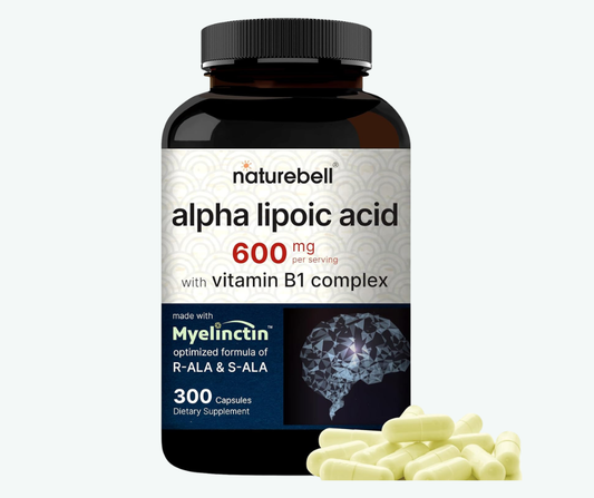 Ácido Alfa Lipoico 600 mg con Vitamina B1 | Antioxidante para Energía y Sistema Nervioso | NatureBell 300 Cápsulas