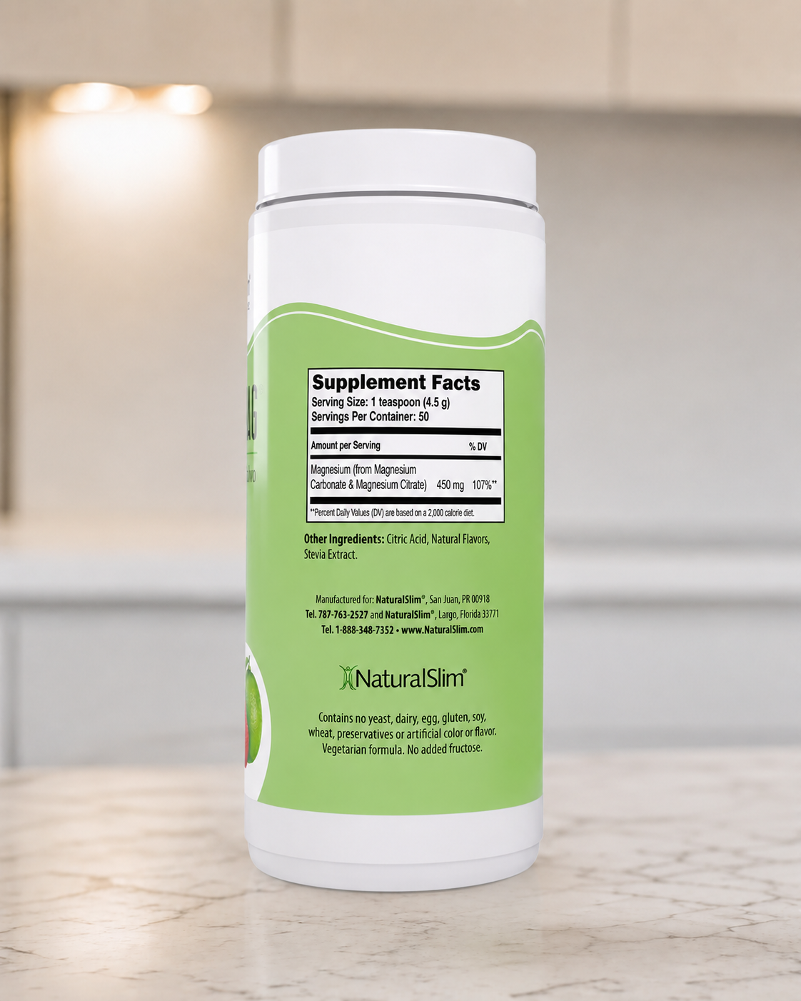 NaturalSlim - MagicMag Magnesio en Polvo – Antiestrés y Relajante | Sabor Fresa & Limón (226 g)