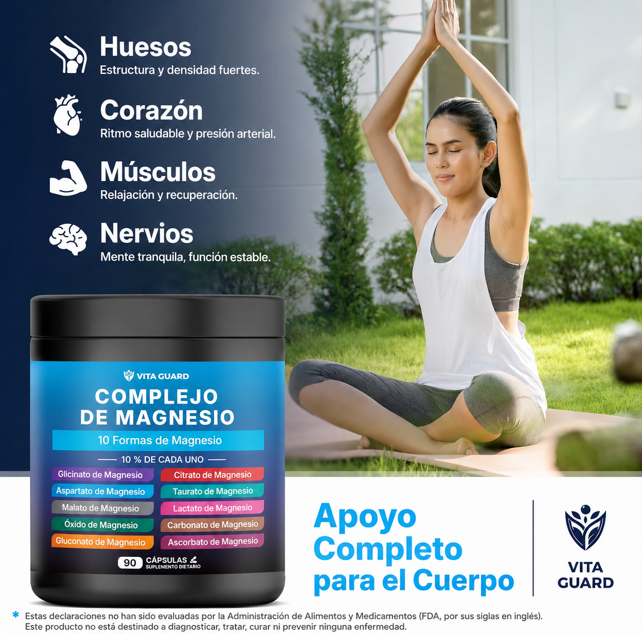 Magnesio Complex 1480 mg – 90 Cápsulas – Vita Guard