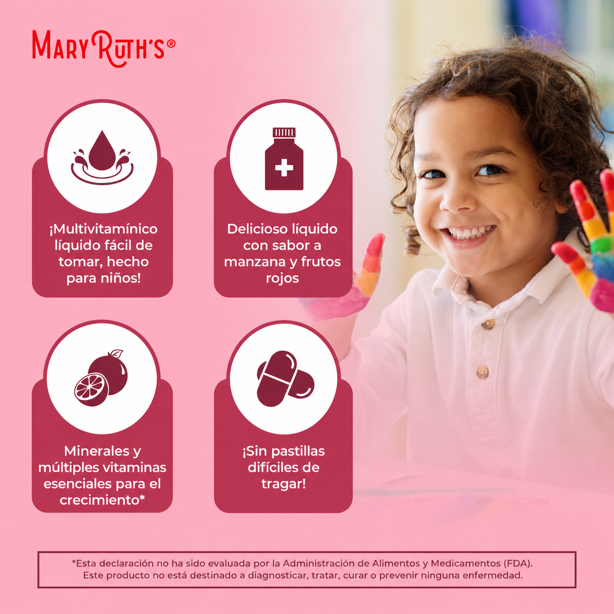 MaryRuth's - Multivitamínico Líquido Matutino para Niños con Luteína - Complemento para Reforzar el Sistema Inmunitario con Vitamina C, Vitamina D y Nutrientes Esenciales | 450 mL