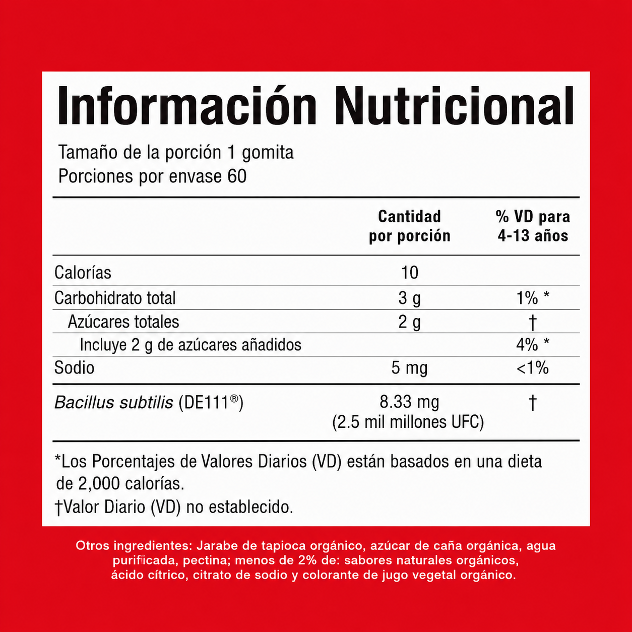 MaryRuth's - Gomitas Probióticas Orgánicas para Niños para la Salud Digestiva - Refuerzo Inmunológico - Complemento para la Salud Intestinal | 60 Gomitas