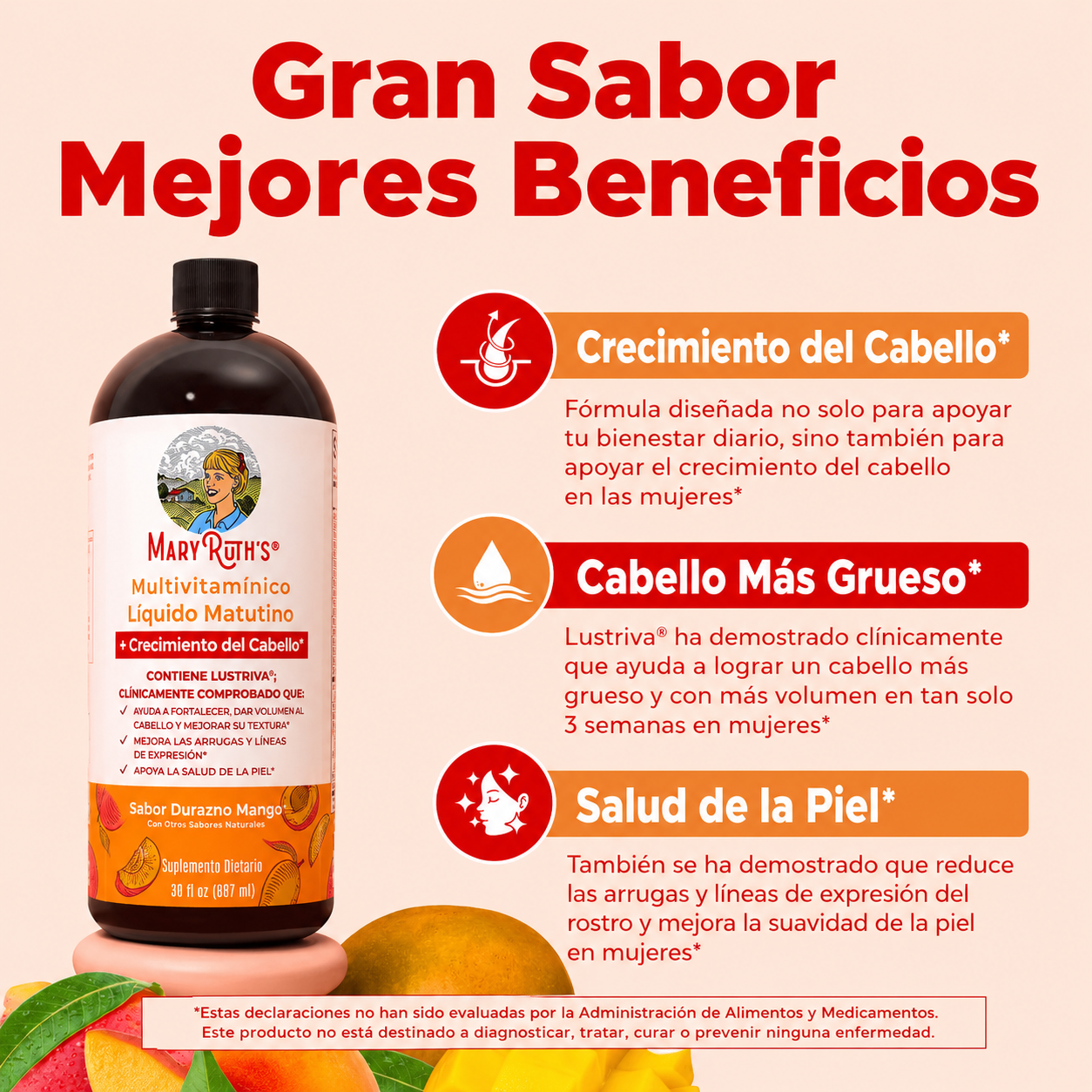 MaryRuth’s - Multivitamínico Líquido + Crecimiento Capilar - Biotina para Cabello, Piel y Energía | 30 mL