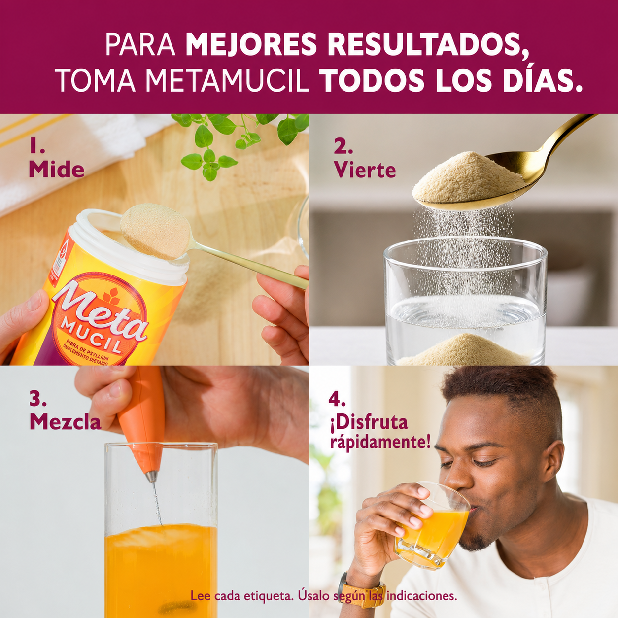 P&G - Metamucil 4 en 1 - Fibra de Psyllium para la Digestión, Control de Apetito y la Salud del Corazón | Gr