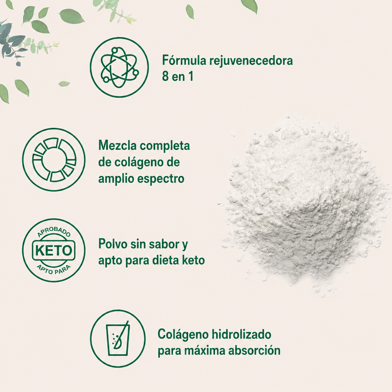 Micro Ingredients - Polvo de Péptidos de Colágeno Múltiple - Hidrolizado de Tipo I, II, III, V y X con Biotina, Ácido Hialurónico y Vitamina C - Colágeno sin Sabor para Mujer y Hombre, de Fácil Disolución | Gr