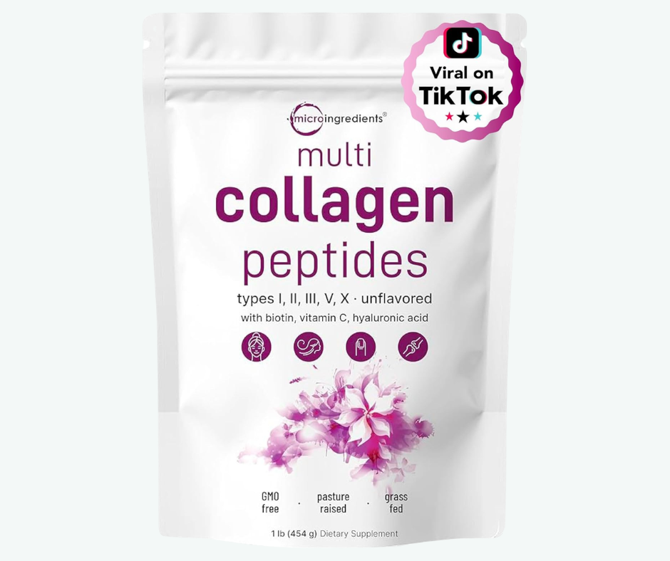 Micro Ingredients - Polvo de Péptidos de Colágeno Múltiple - Hidrolizado de Tipo I, II, III, V y X con Biotina, Ácido Hialurónico y Vitamina C - Colágeno sin Sabor para Mujer y Hombre, de Fácil Disolución | Gr