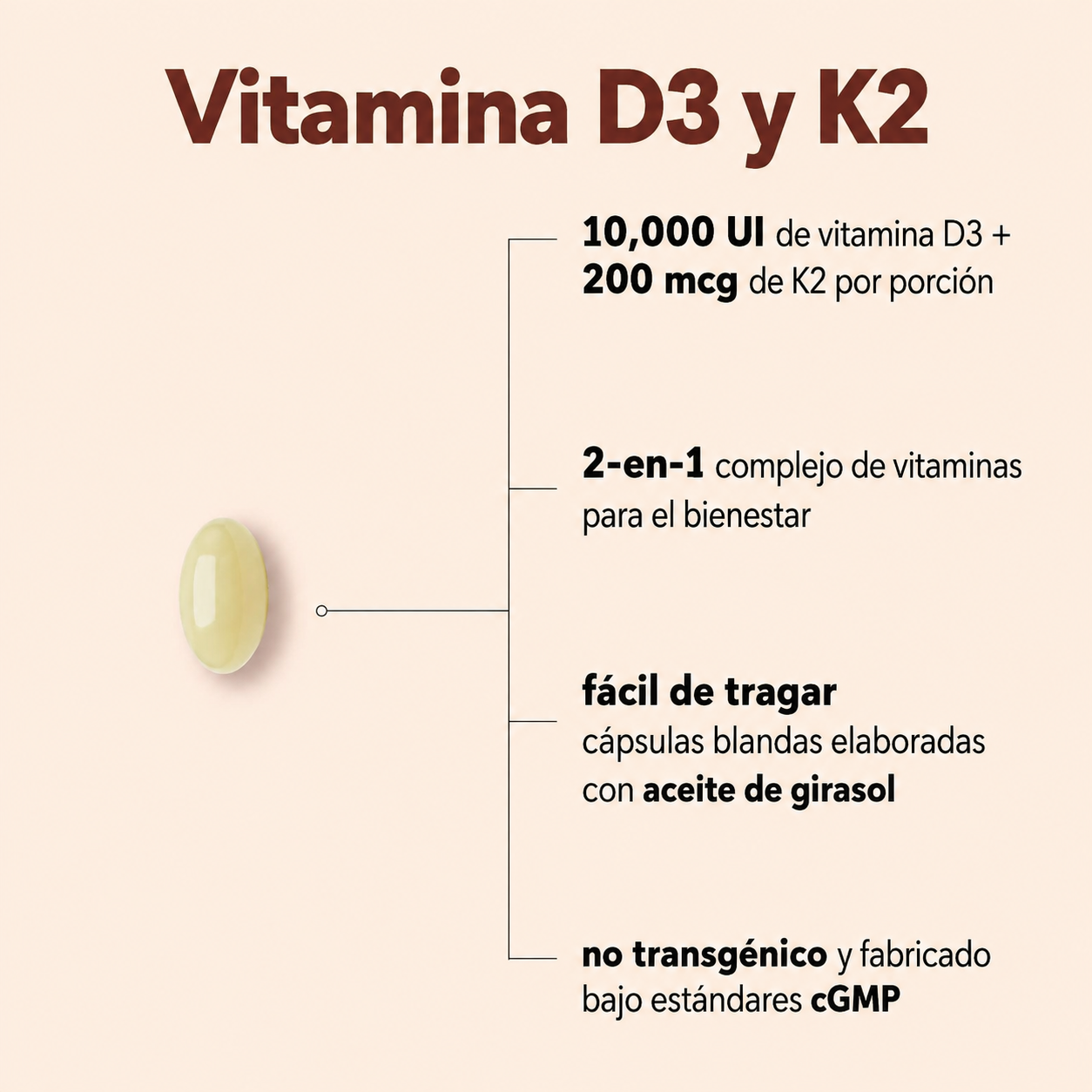 Micro Ingredients - Vitamina D3 de 10 000 IU + K2 MK-7 de 200 mcg - Suplemento 2 en 1 de D3 y K2 de Potencia Extra - Cápsulas Blandas Fáciles de Tragar Elaboradas con Aceite de Coco | Softgels