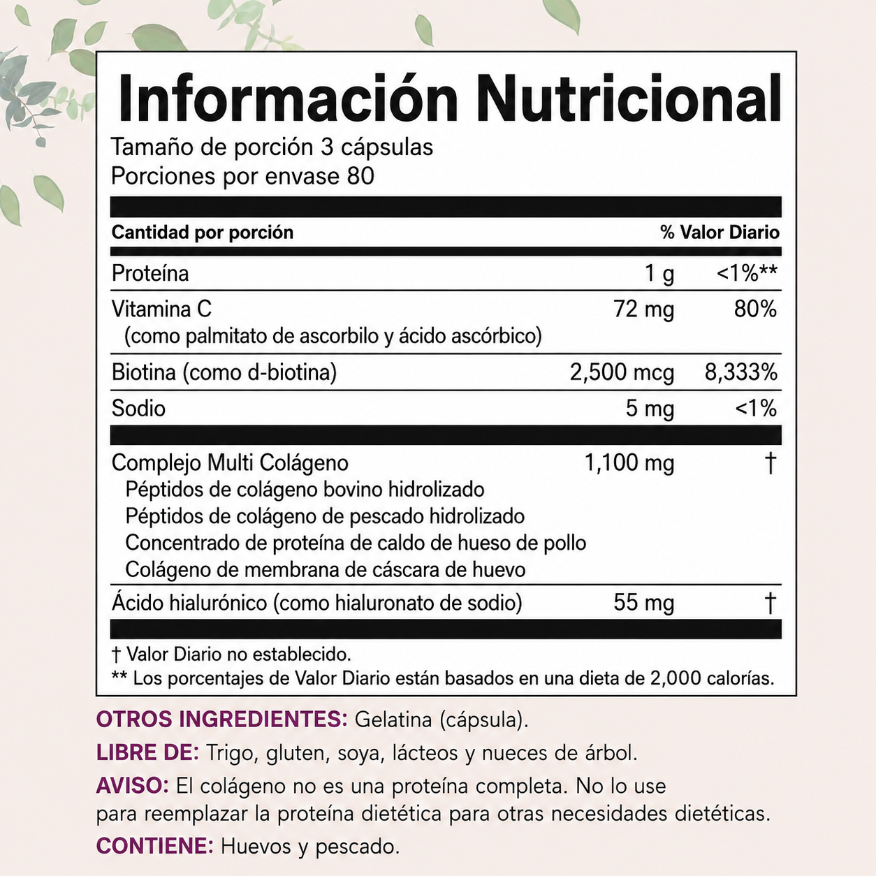 Micro Ingredients - Cápsulas de Péptidos de Colágeno Múltiple - Para Mujeres y Hombres - Tipos I, II, III, V y X - Complemento de Colágeno Hidrolizado con Biotina, Ácido Hialurónico y Vitamina C - Sin Rellenos | 240 Cáspulas