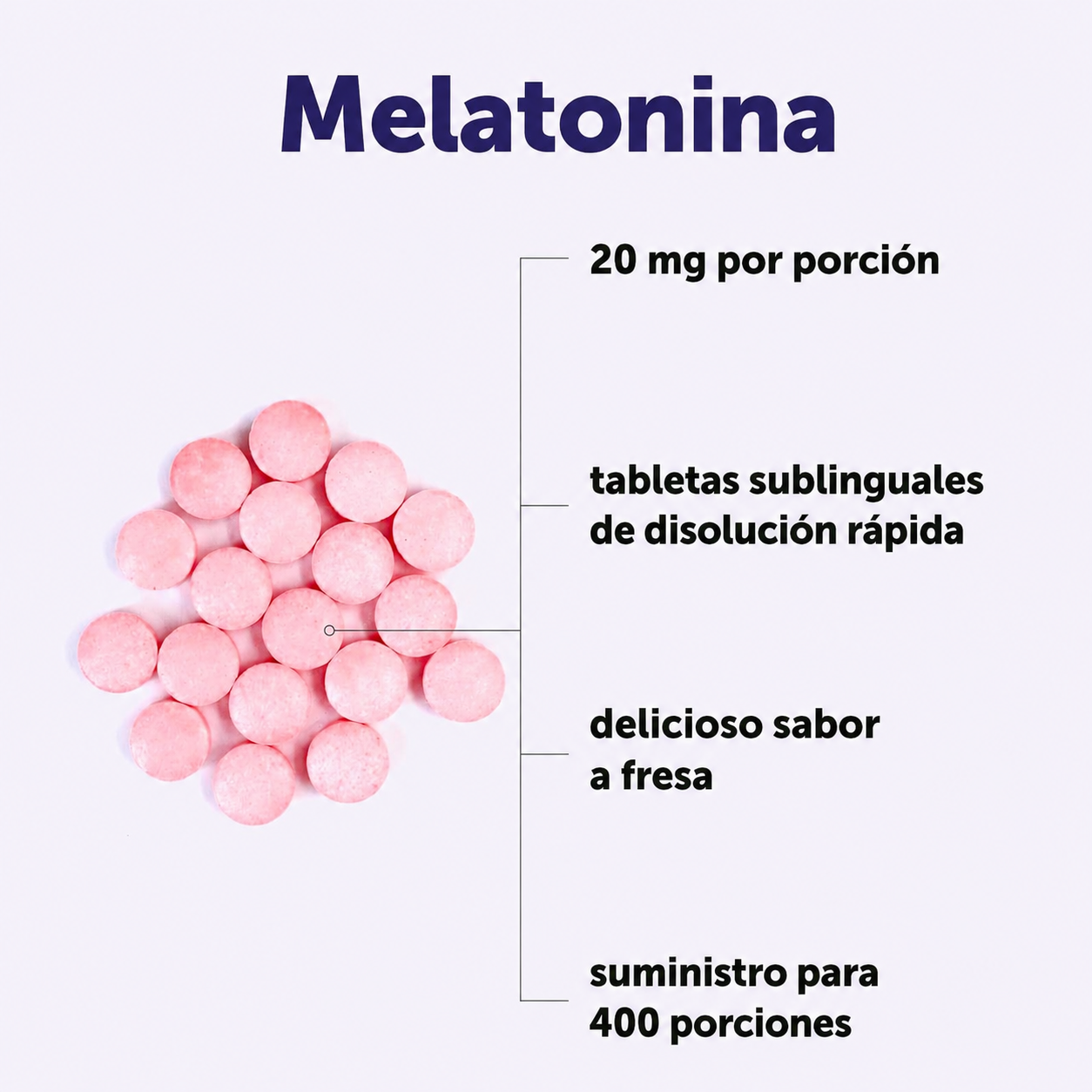 Micro Ingredients - Melatonina 20mg - Disolución Rápida Sabor a Fresa | 400 Tabletas
