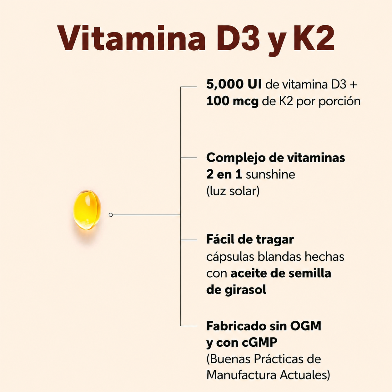 Micro Ingredients - Vitamina D3 + K2 - Soporte para los Huesos, Sistema Inmunológico y Salud Cardiovascular | Softgels
