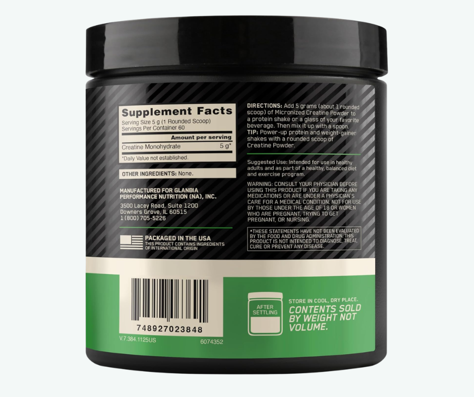 Optimum Nutrition - Creatina en Polvo Micronizada – Creatina Monohidratada Micronizada para Fuerza y Rendimiento | 300 Gr, 600 Gr y 1.2 Kg