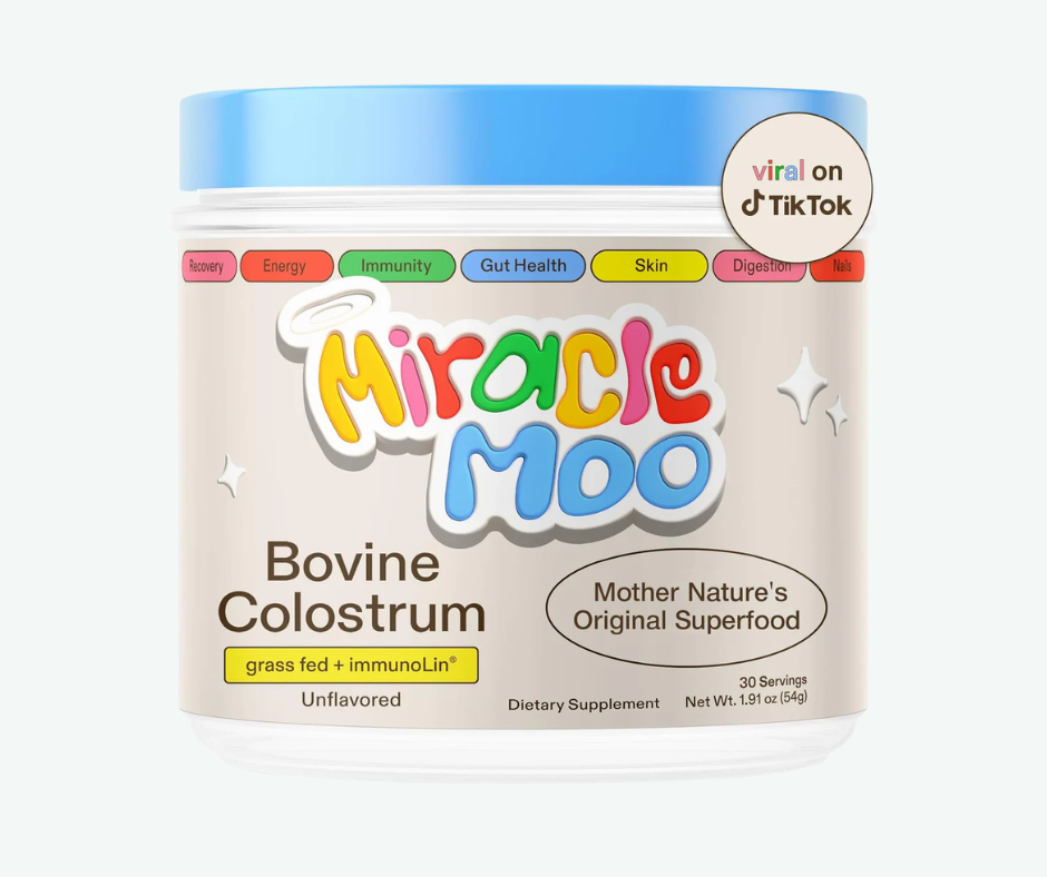 Miracle Moo - Calostro Bovino con ImmunoLin® - Apoyo Inmunológico, Energía y Salud Digestiva | Gr