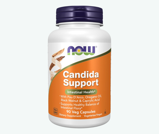 NOW Candida Support Cápsulas Vegetales – Apoyo Digestivo e Intestinal con Pau D’Arco, Orégano y Ácido Caprílico