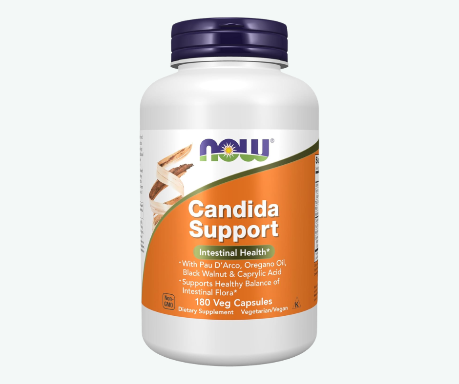 NOW Candida Support Cápsulas Vegetales – Apoyo Digestivo e Intestinal con Pau D’Arco, Orégano y Ácido Caprílico