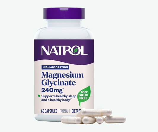Natrol - Glicinato de Magnesio 240 mg – Cápsulas | Alta Absorción para Sueño y Relajación