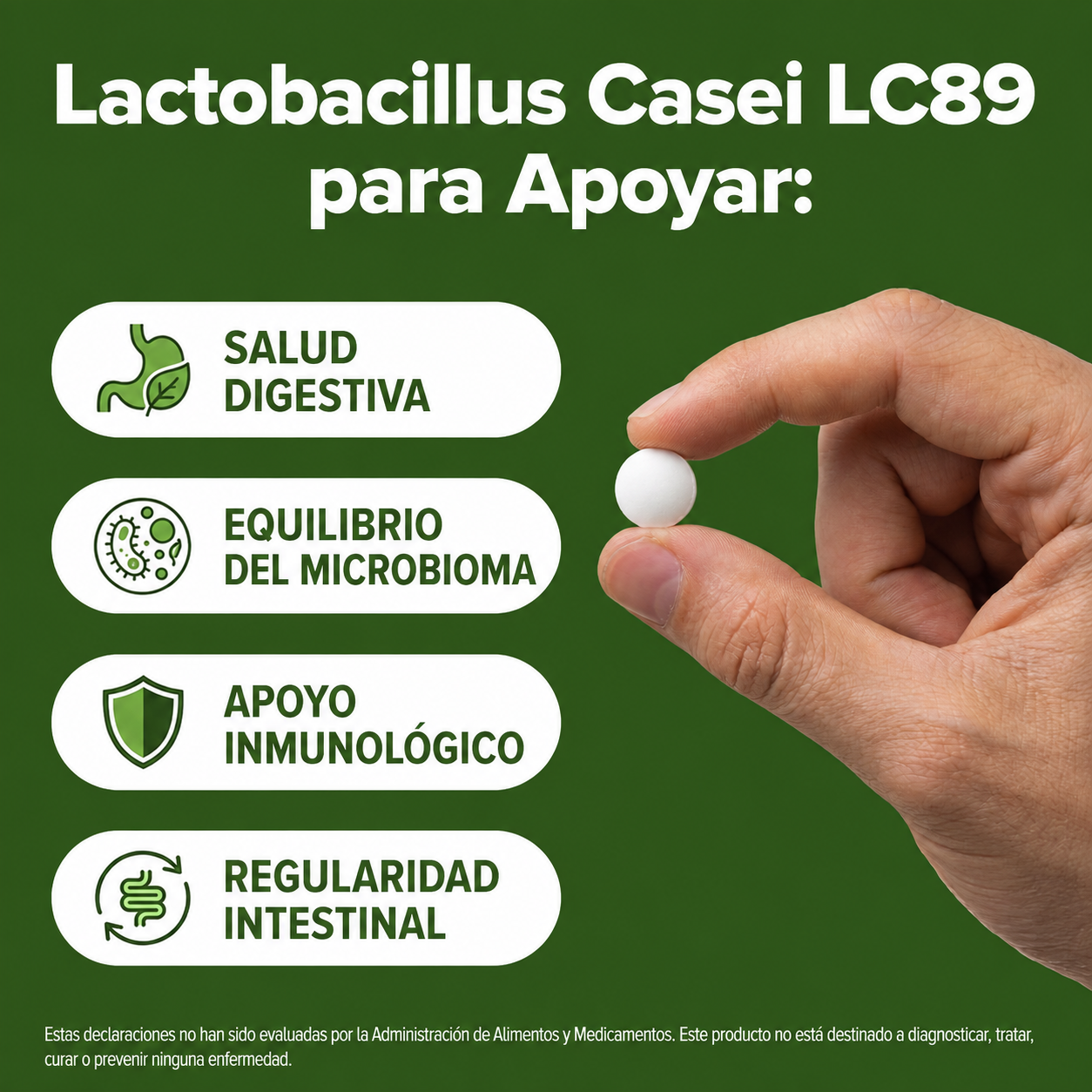 Natural Foundation Supplements - Probiótico Lactobacillus Casei - 3.000 Millones de UFC - Cepa LC89 - Salud Digestiva y Apoyo Intestinal | 240 Tabletas