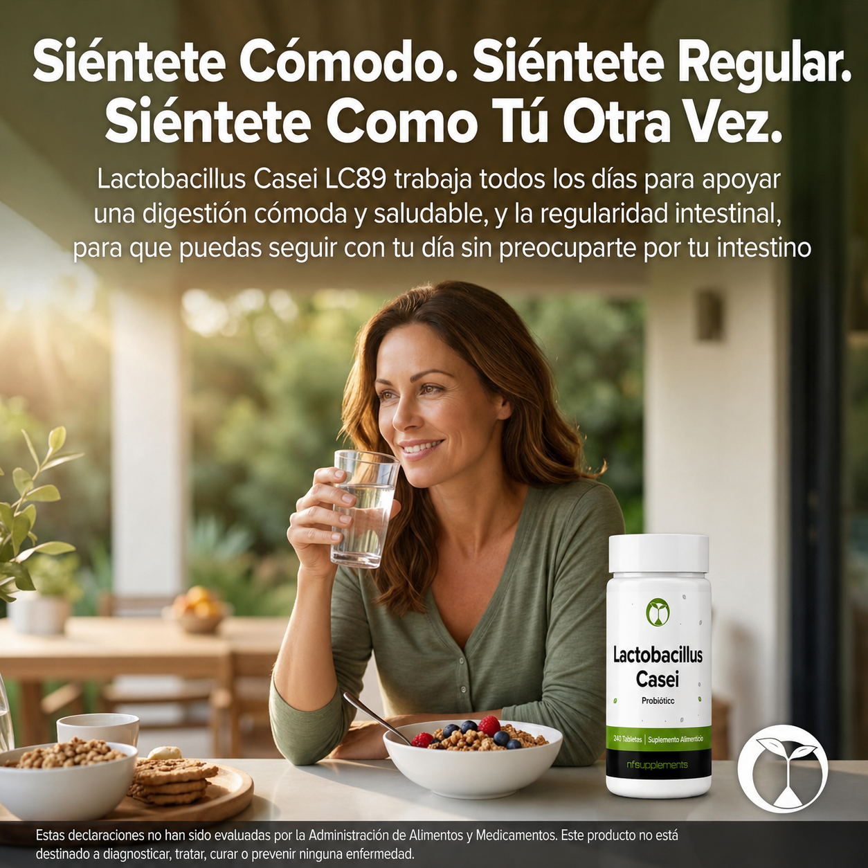 Natural Foundation Supplements - Probiótico Lactobacillus Casei - 3.000 Millones de UFC - Cepa LC89 - Salud Digestiva y Apoyo Intestinal | 240 Tabletas
