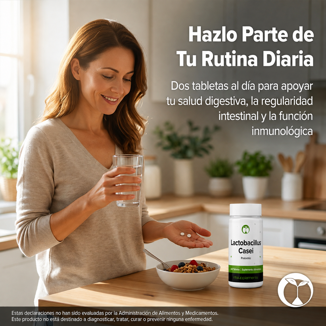Natural Foundation Supplements - Probiótico Lactobacillus Casei - 3.000 Millones de UFC - Cepa LC89 - Salud Digestiva y Apoyo Intestinal | 240 Tabletas