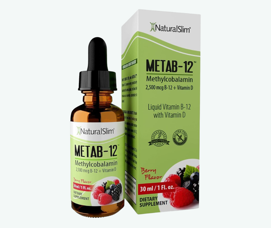 NaturalSlim - Vitamina B12 Líquida con Vitamina D - Metab-12 - Gotas Sublinguales de Metilcobalamina - (2500 mcg) de Vitamina B12 para el Metabolismo, la Energía y el Refuerzo Inmunitario Sabor a Frutos Rojos | 30 mL