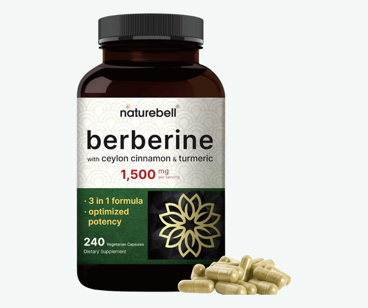 NatureBell - Berberina 1500 mg – Soporte para Metabolismo, Glucosa y Salud Cardiovascular | 240 Cápsulas
