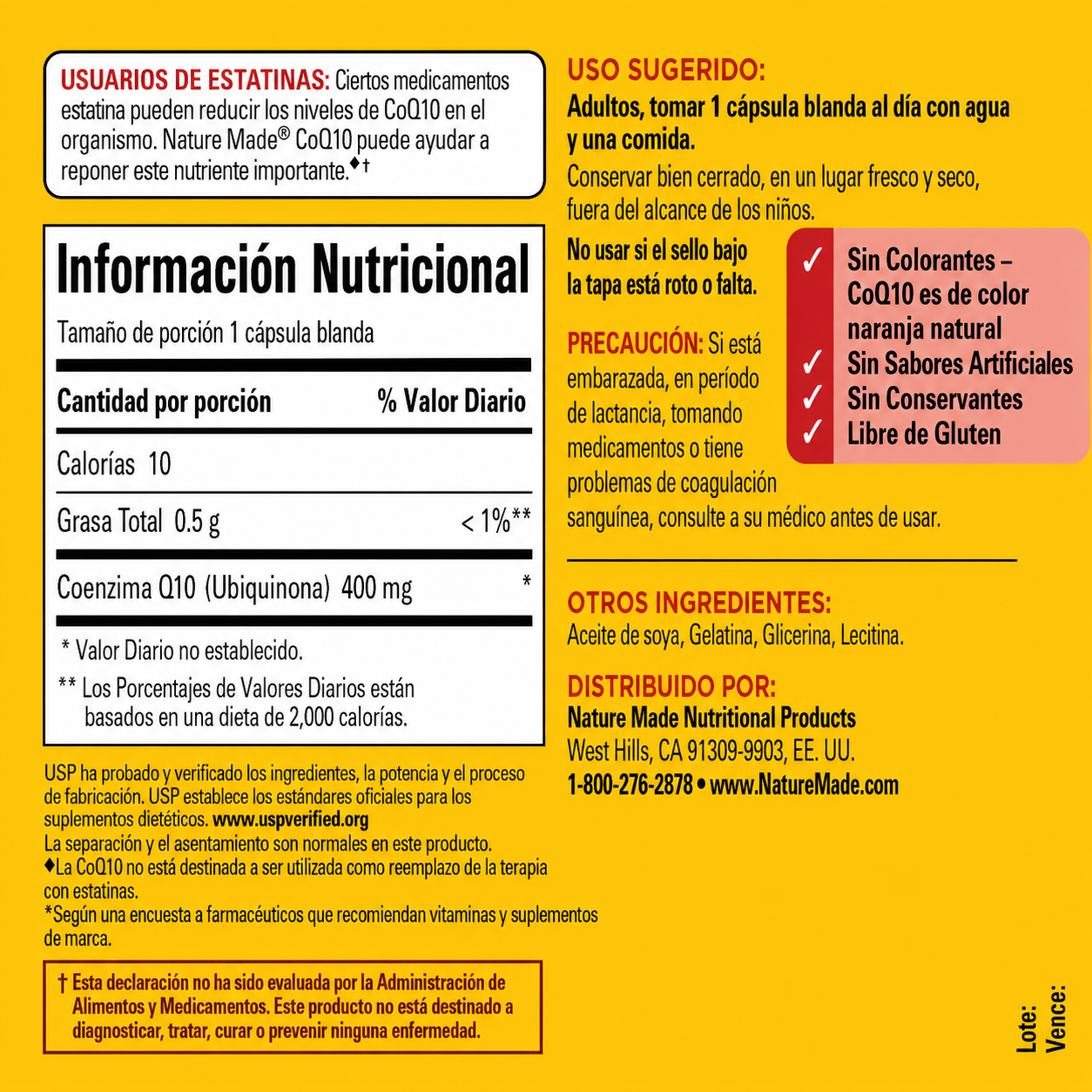 Nature Made - Cápsulas Blandas de CoQ10 de 400 mg - Para el Cuidado de la Salud Cardíaca - Complemento de CoQ10 para Mujeres y Hombres - Complemento Alimenticio que Aporta Protección Antioxidante | 40 Softgels