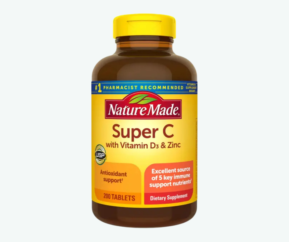 Nature Made - Vitamina C con Vitamina D3 y Zinc – Soporte para el Sistema Inmunológico – 200 Tabletas