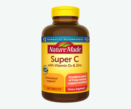 Nature Made - Vitamina C con Vitamina D3 y Zinc – Soporte para el Sistema Inmunológico – 200 Tabletas
